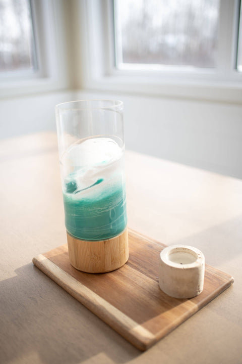 Resin Accented Vase with Bamboo Base