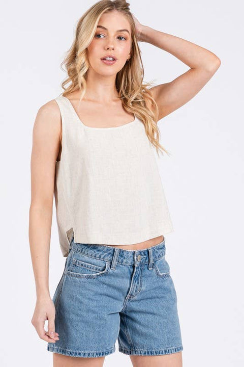 Square Neckline Side Panel Top