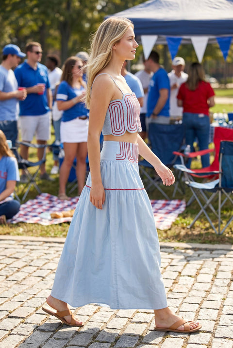 Lace Trimmed Top & Skirt Set