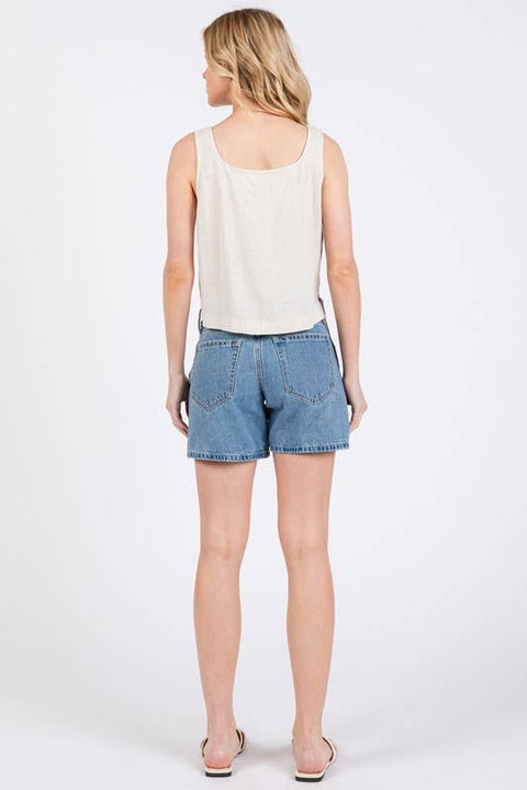 Square Neckline Side Panel Top