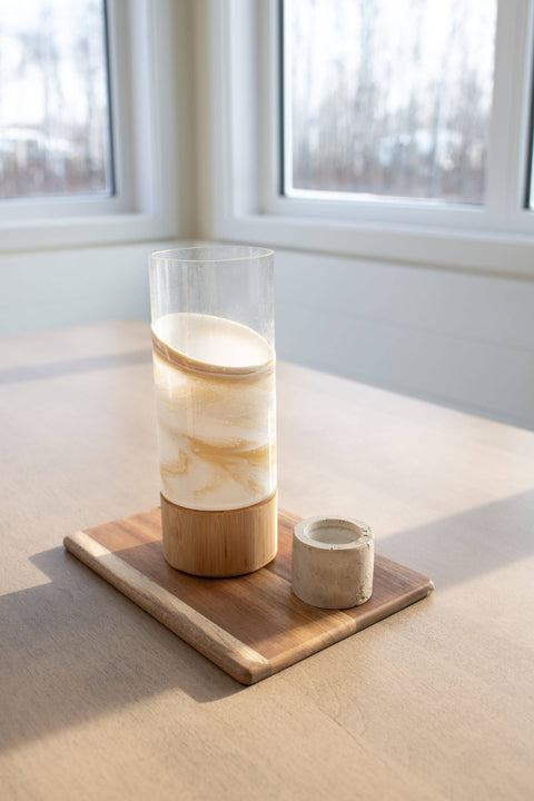 Resin Accented Vase with Bamboo Base