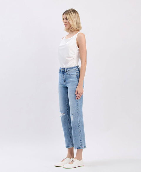 HIGH RISE ANKLE STRAIGHT JEANS
