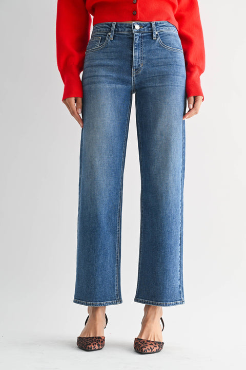 Malinda Mid Rise Slim Wide Leg