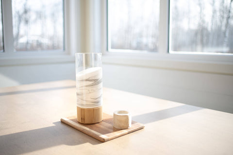Resin Accented Vase with Bamboo Base
