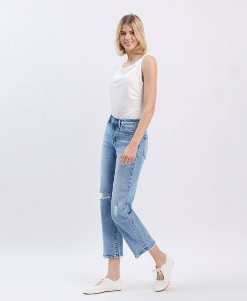 HIGH RISE ANKLE STRAIGHT JEANS