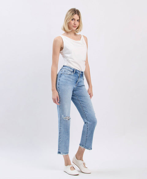 HIGH RISE ANKLE STRAIGHT JEANS