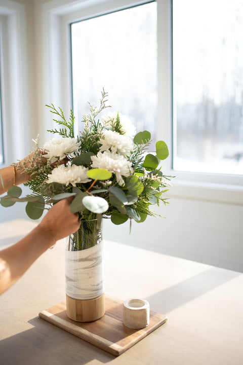 Resin Accented Vase with Bamboo Base