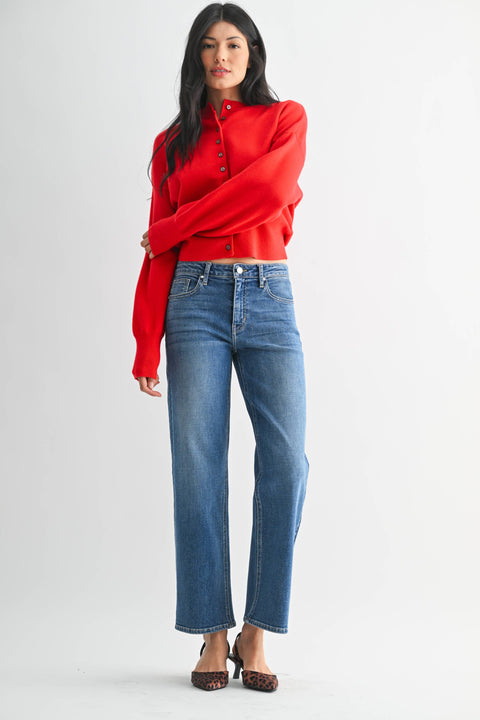 Malinda Mid Rise Slim Wide Leg