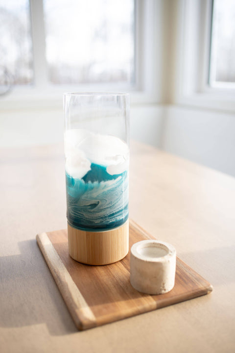 Resin Accented Vase with Bamboo Base