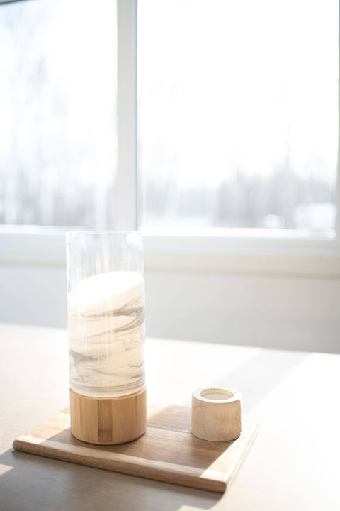 Resin Accented Vase with Bamboo Base