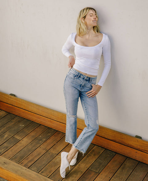 HIGH RISE ANKLE STRAIGHT JEANS