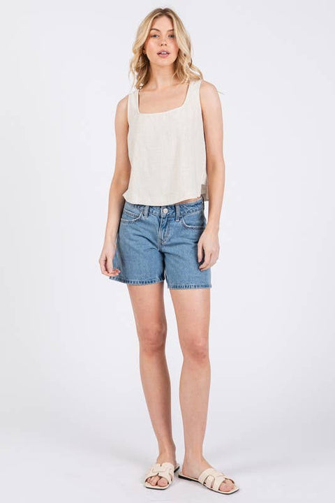 Square Neckline Side Panel Top